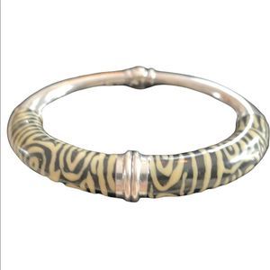 🔥 Vintage Cloisonné and Sterling bangle bracelet, spring opening, stamped 925